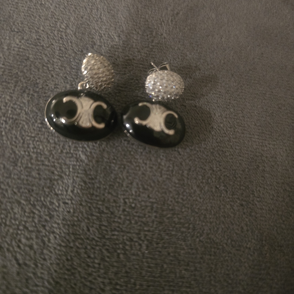 Celine Silver and Black Button Accessory